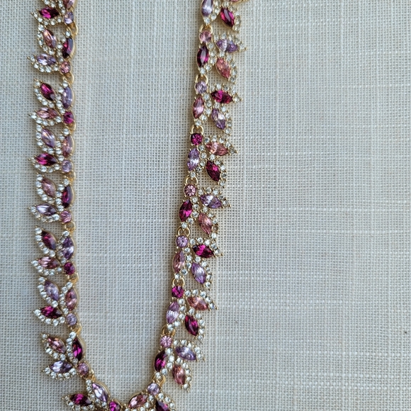 New! J.Crew Red Ruby Ted Crystal leaves statement necklace NWT - Picture 8 of 8